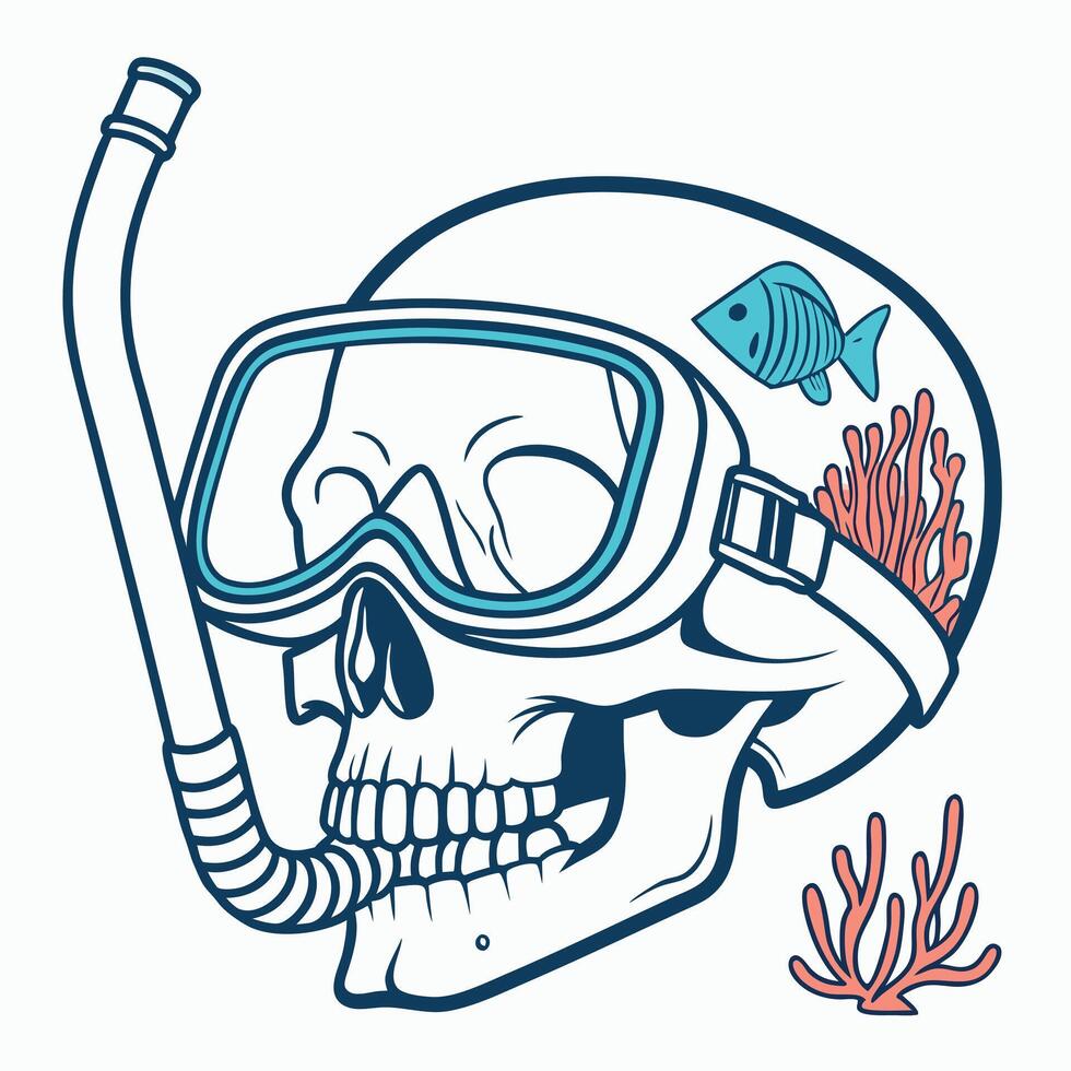 Scuba Skull Clipart Ocean Exploration Design vector