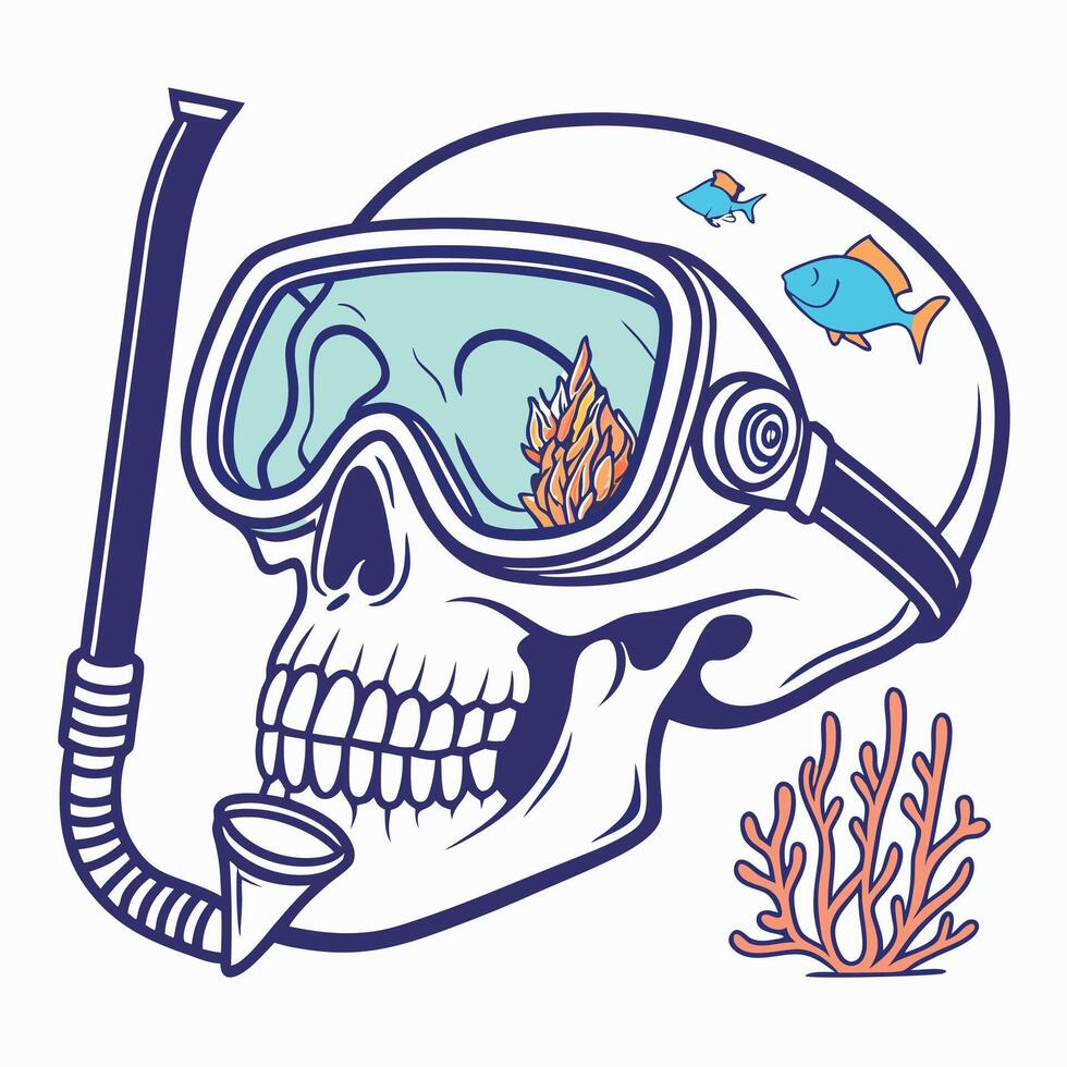 Skeleton Snorkeler Ocean Dive Concept vector