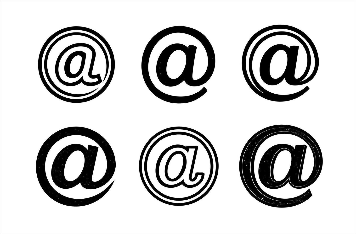 Vintage At Sign Set Textured Email Symbol Icons vector