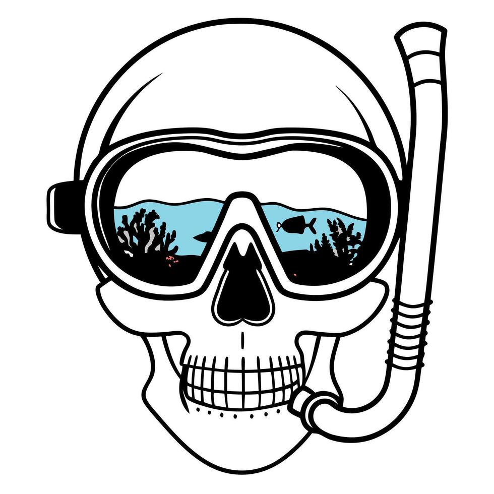 Skull with Snorkel Marine-Themed vector