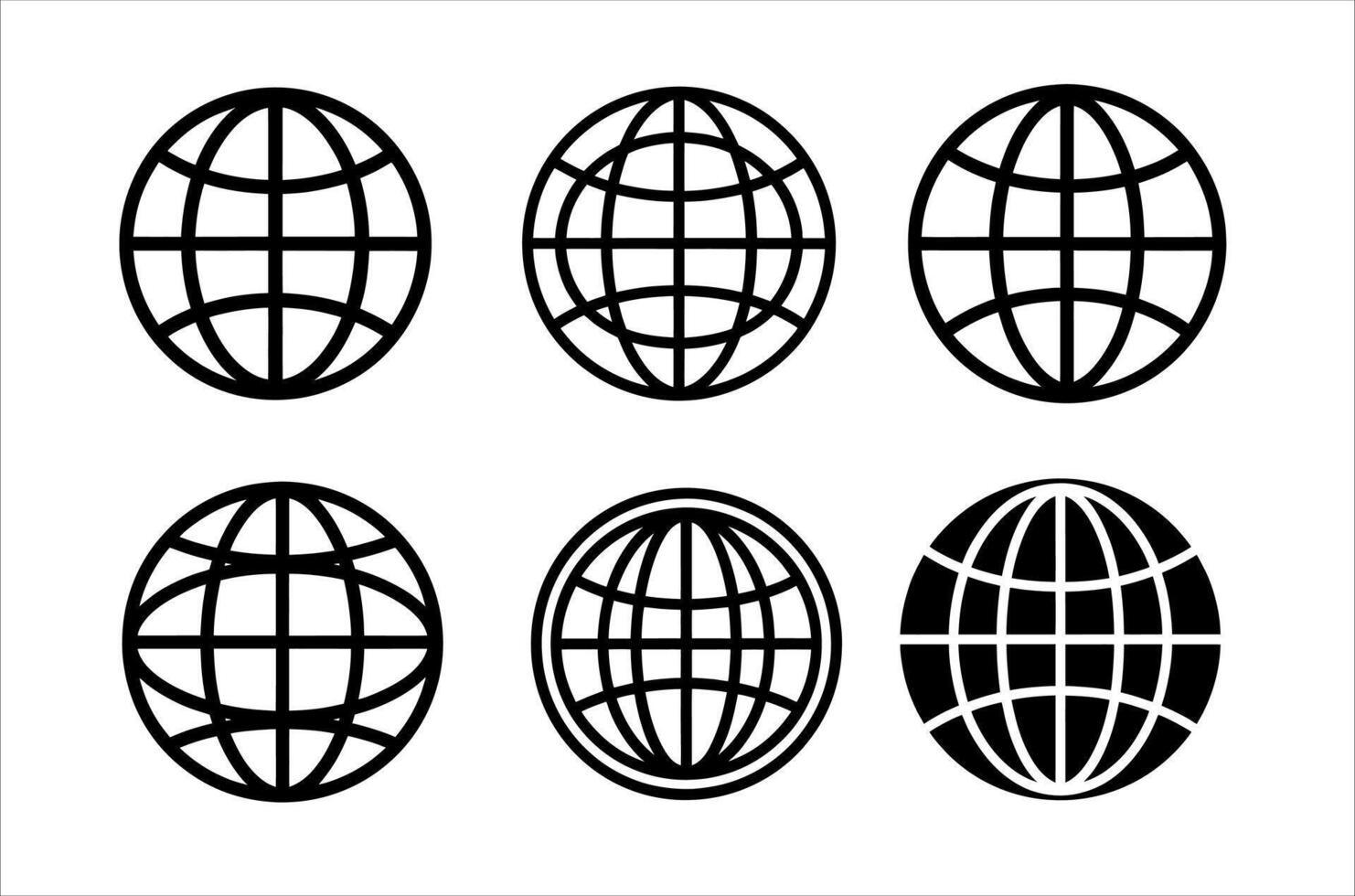 International Globe Icons Web Travel Symbol Set vector