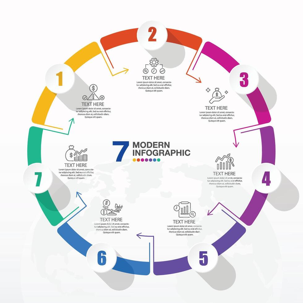 Infographic 7 process, Business icons. vector
