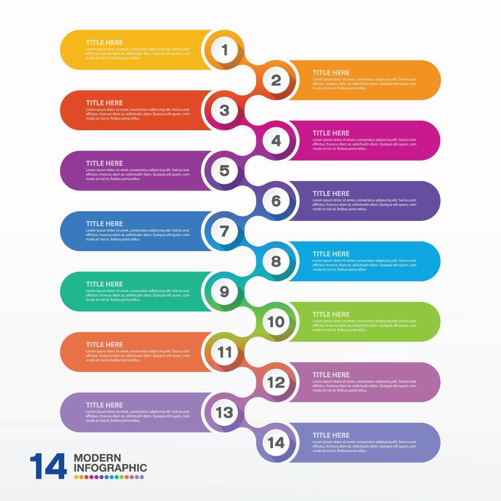Infographic 14 options or step for presentation, Icons. vector