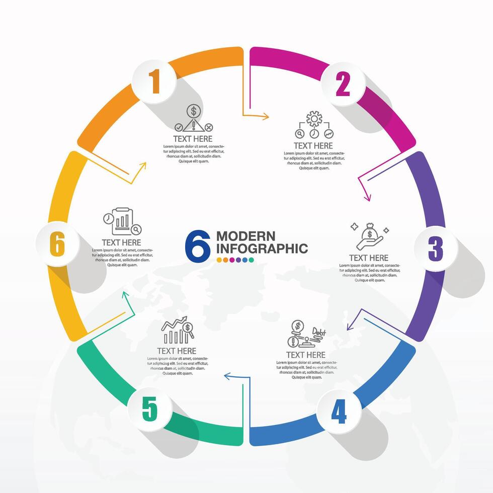 Infographic 6 process, Business icons. vector