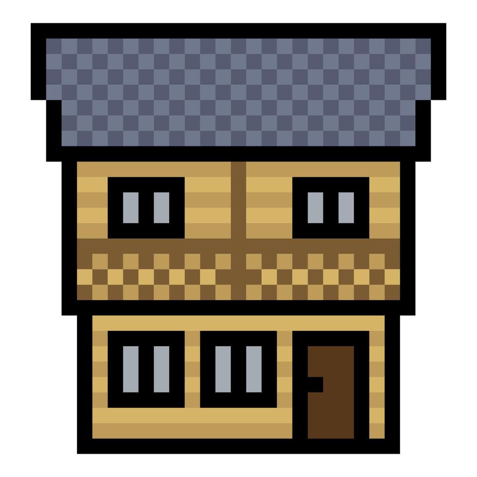 Medieval buildings in pixel art style vector