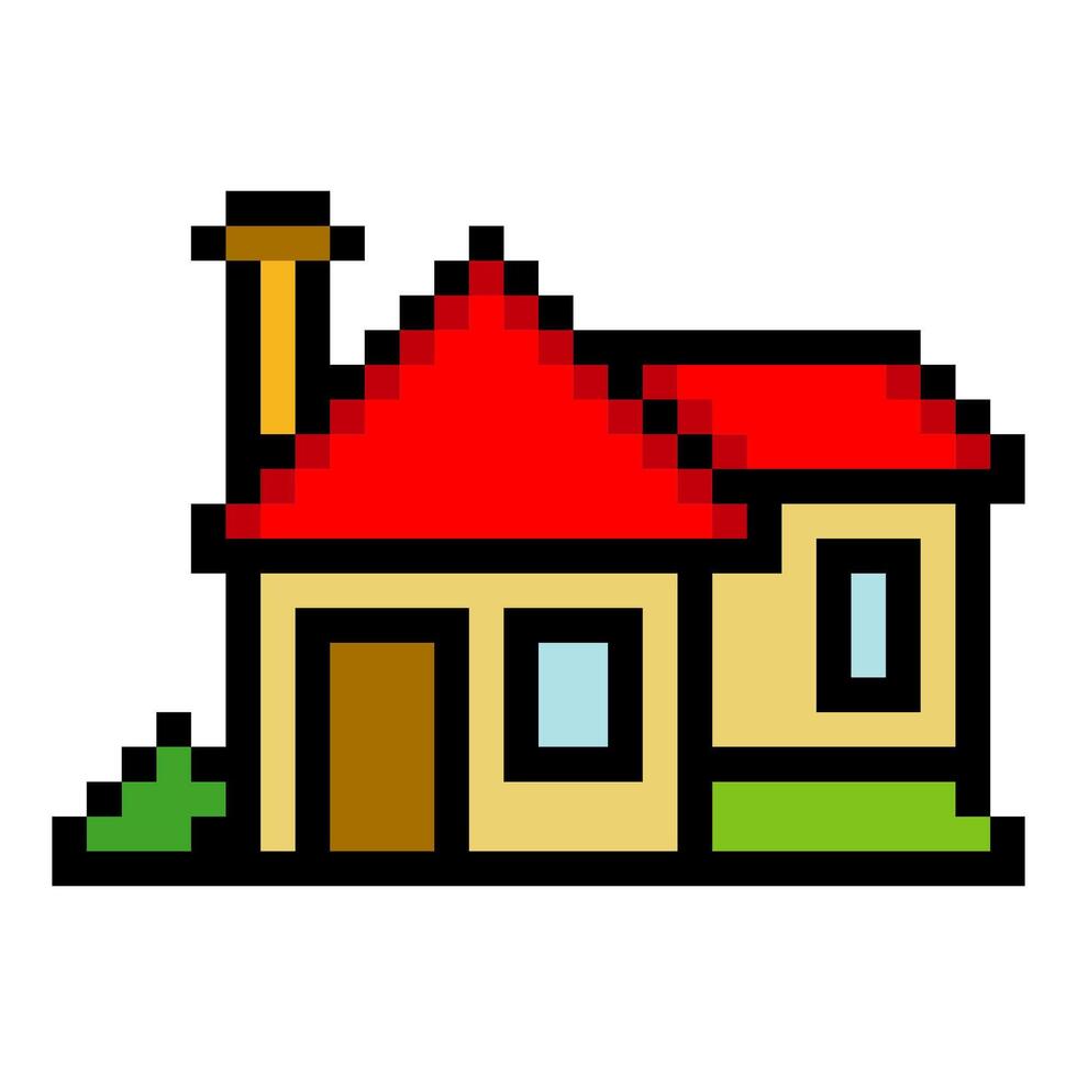 House with pixel art isolated on white background vector