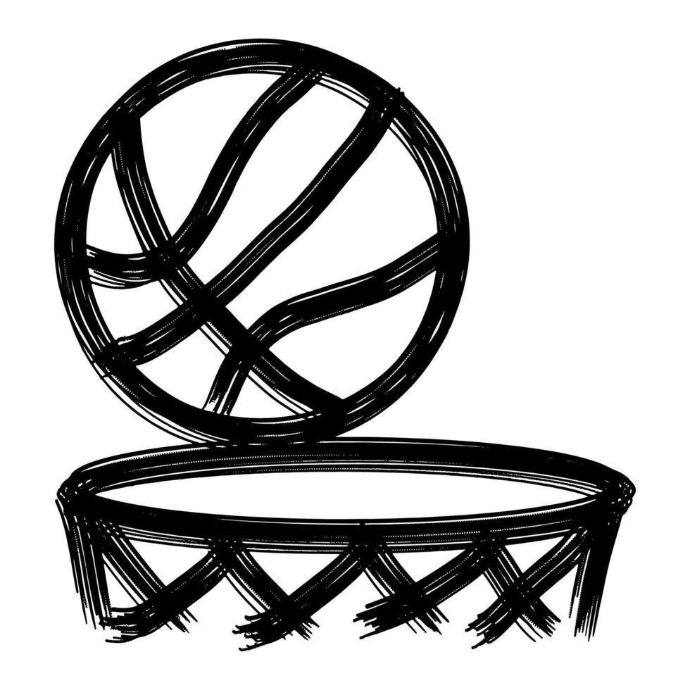 Hand drawn basketball with brush strokes. basketball ball with grunge style vector