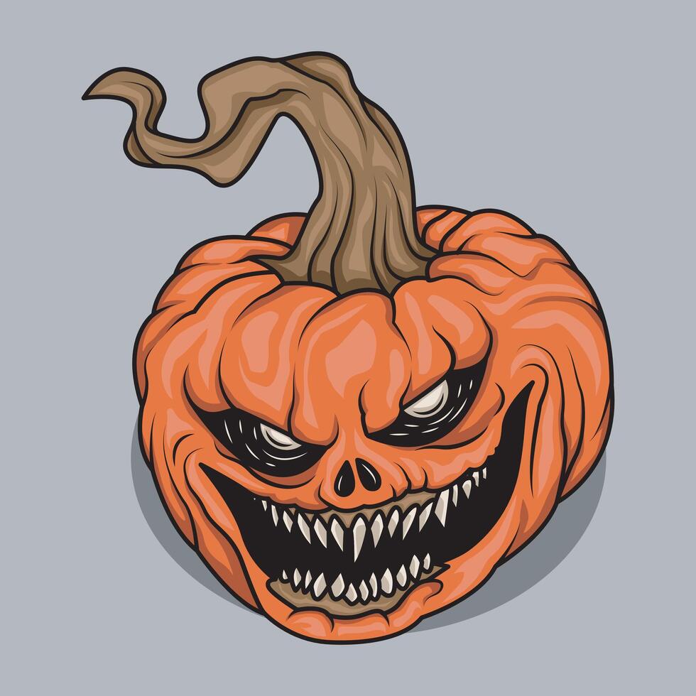 Monster head pumpkin . Pumpkin to celebrate halloween vector