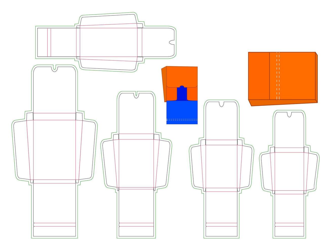 Envelope with slant depth Dieline Template vector