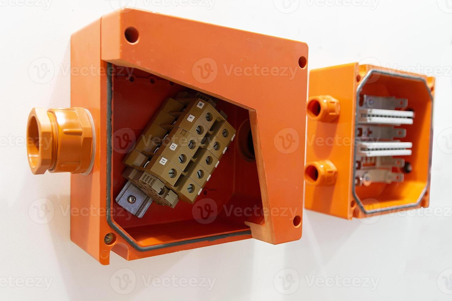 Distribution electric box at the exhibition stand photo