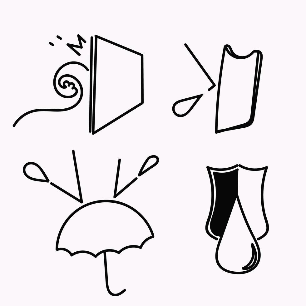 four different types of waterproof icon vector