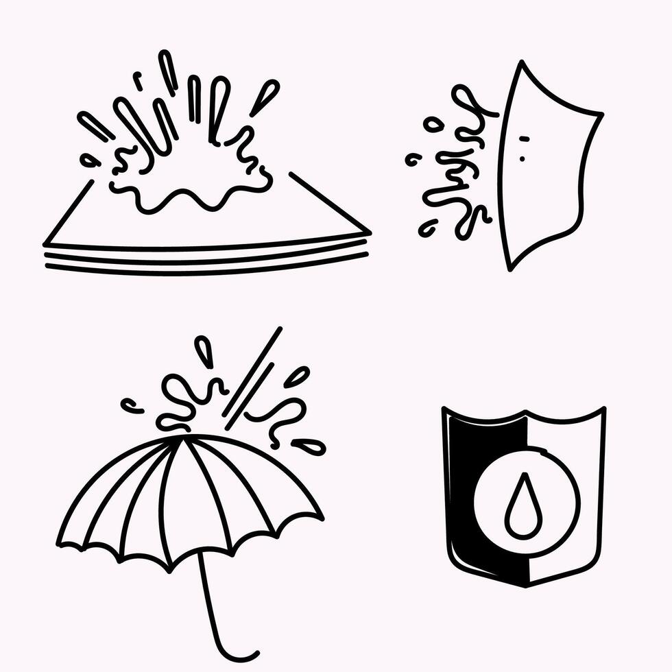 four different icons of an umbrella, shield waterproof icon vector