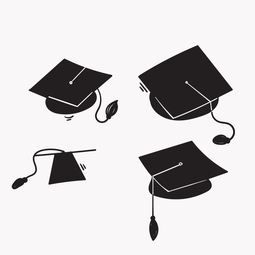 graduation hats and graduation caps on a white background vector