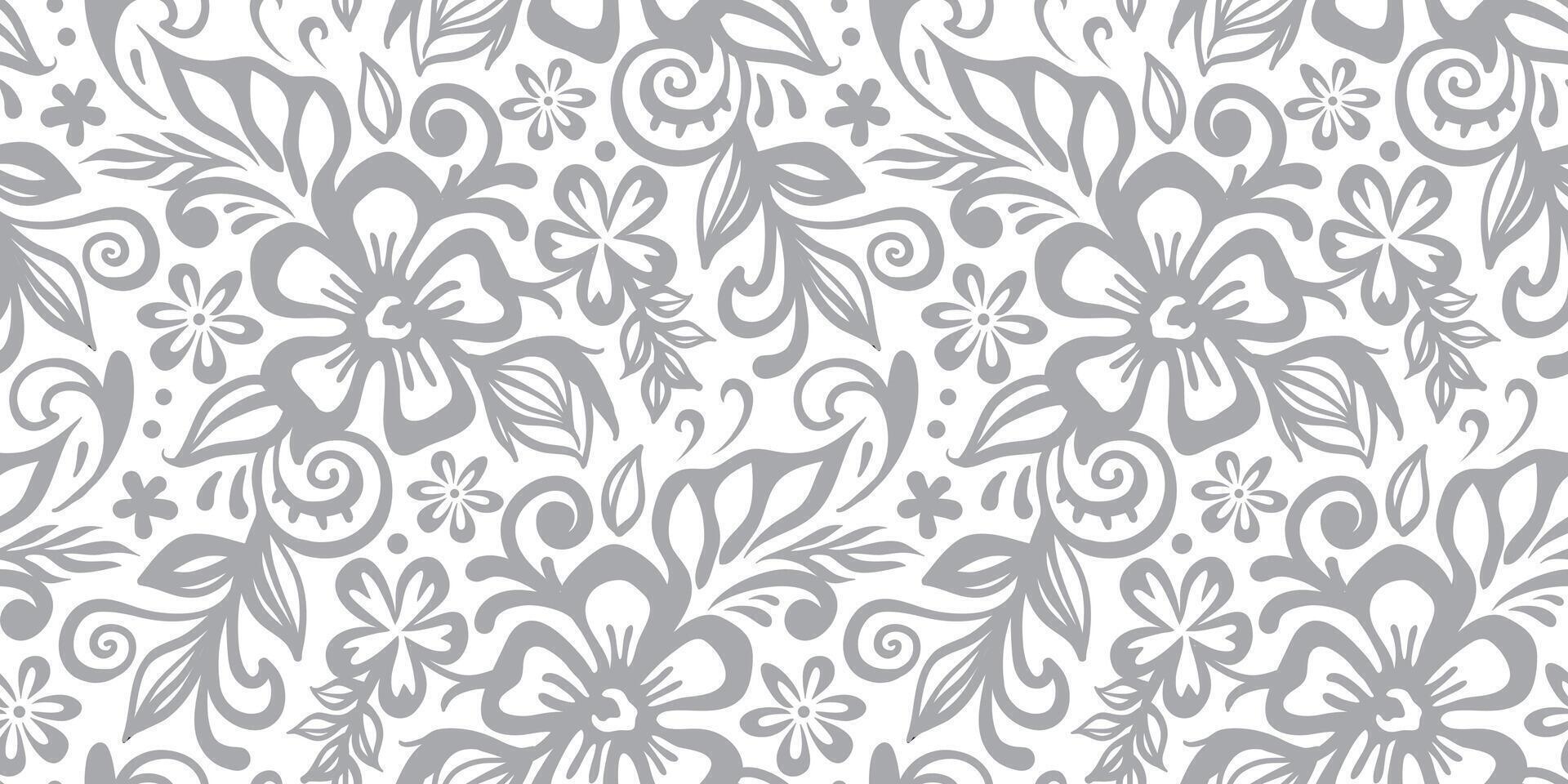 Simple hand drawn abstract floral print. Trendy black and white collage pattern. Fashionable template for fabric design. vector