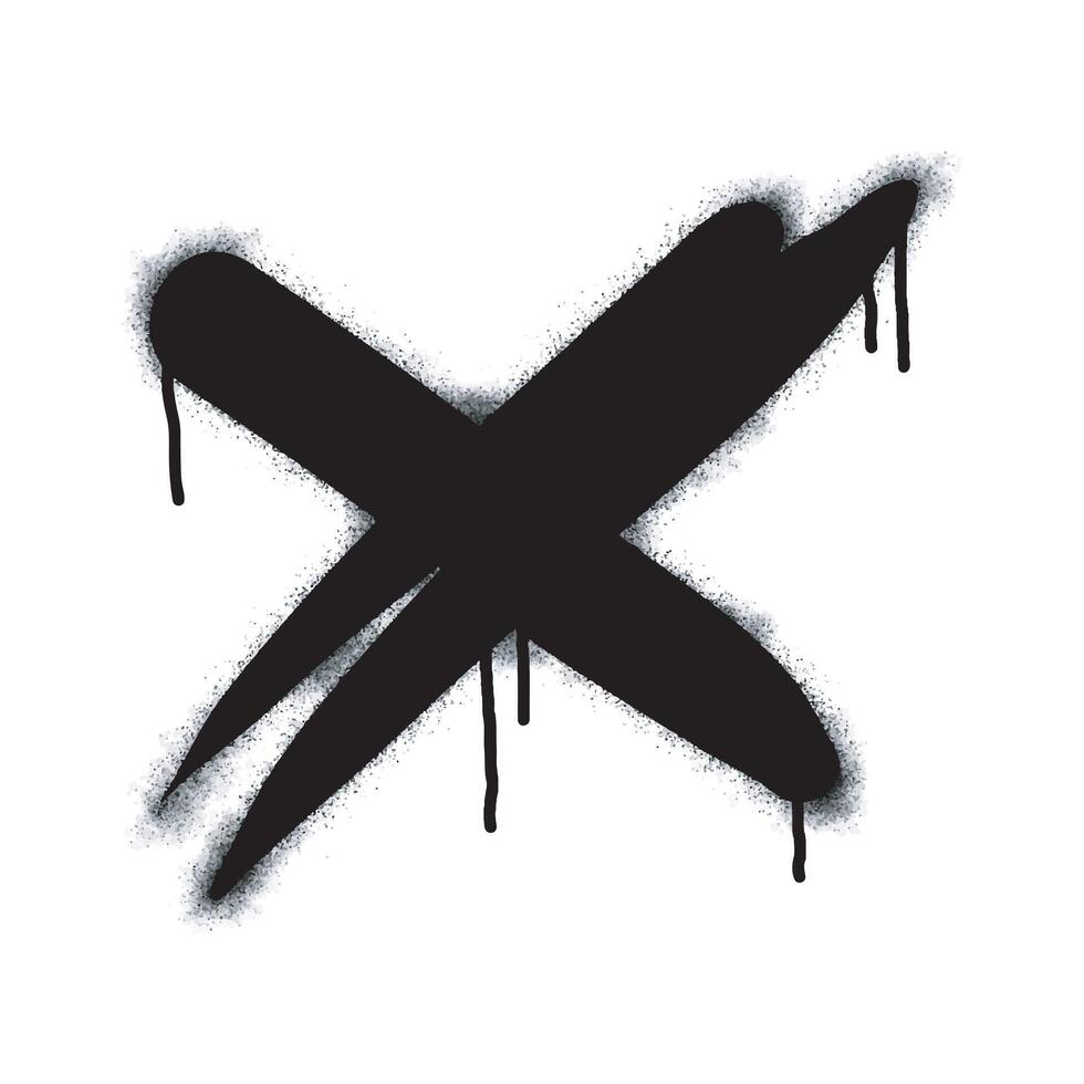 Spray Paint Graffiti x Sprayed separately on a white background. Graffiti font x with black spray paint on white. Illustration of a no sign. vector
