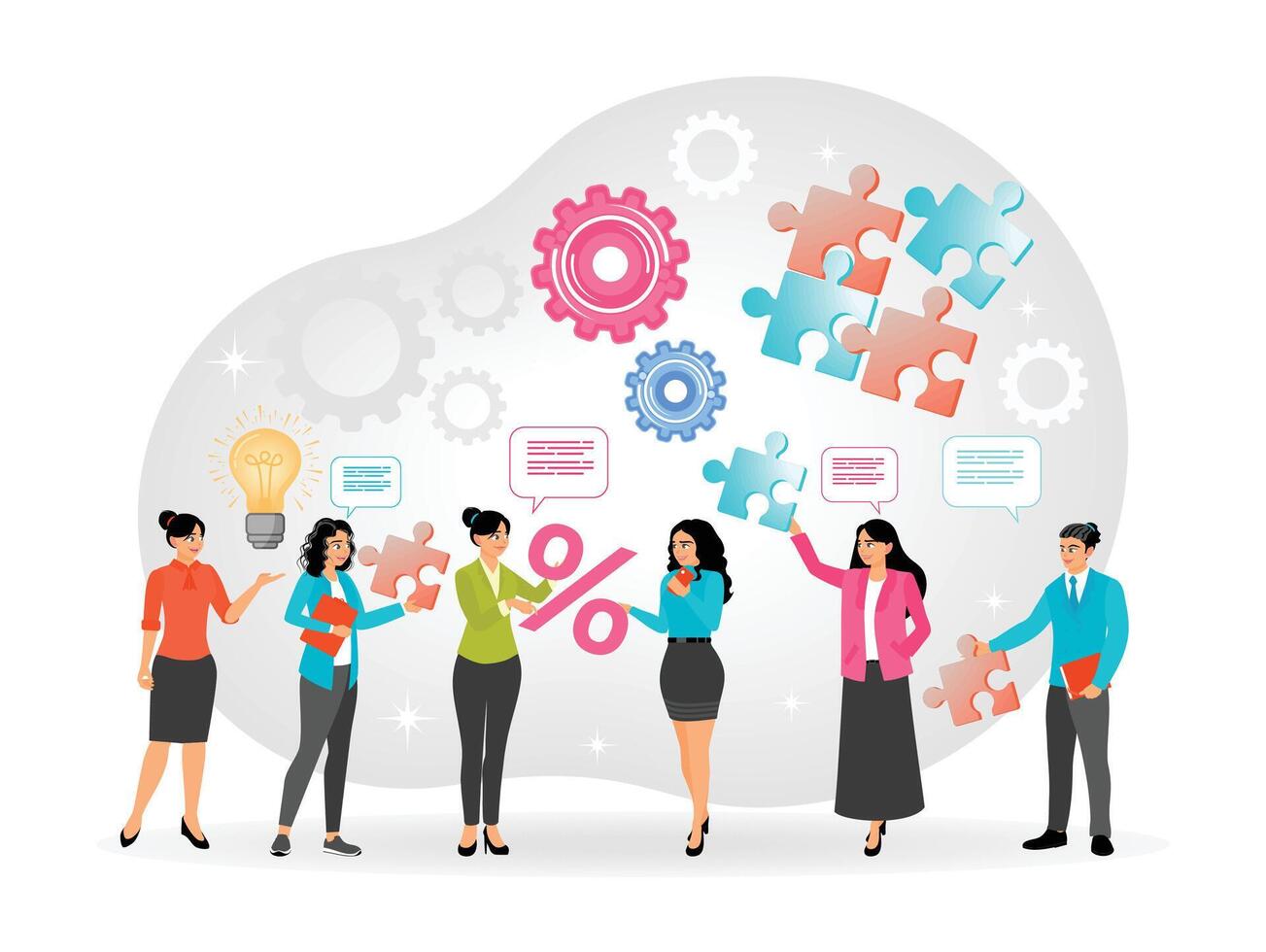 Employee Engagement. Solving Problems with Creative Discussions and Innovative Ideas. vector