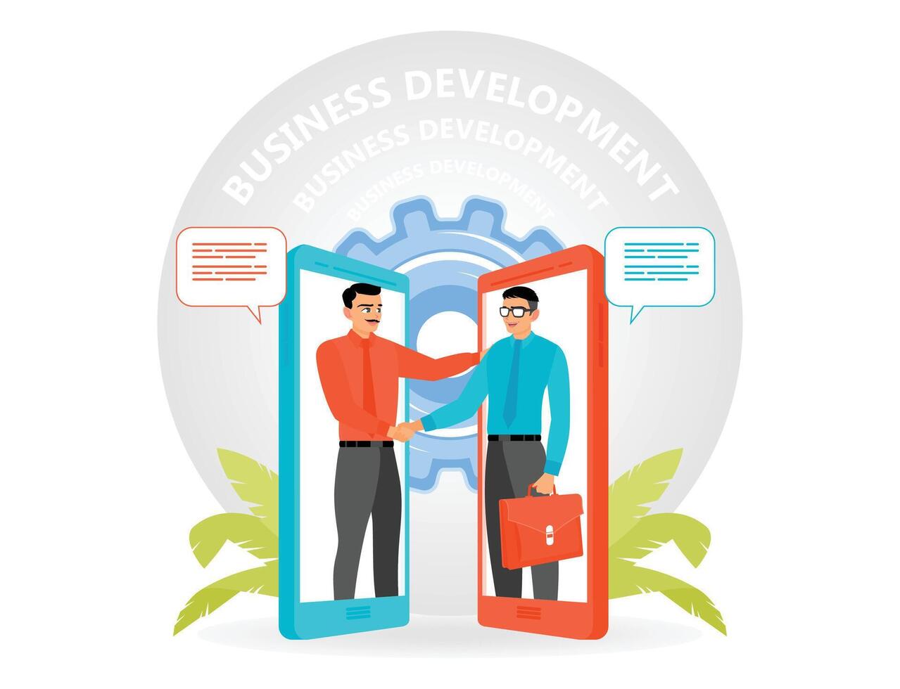 Online Business Collaboration Via Mobile Devices and Virtual Meetings. vector