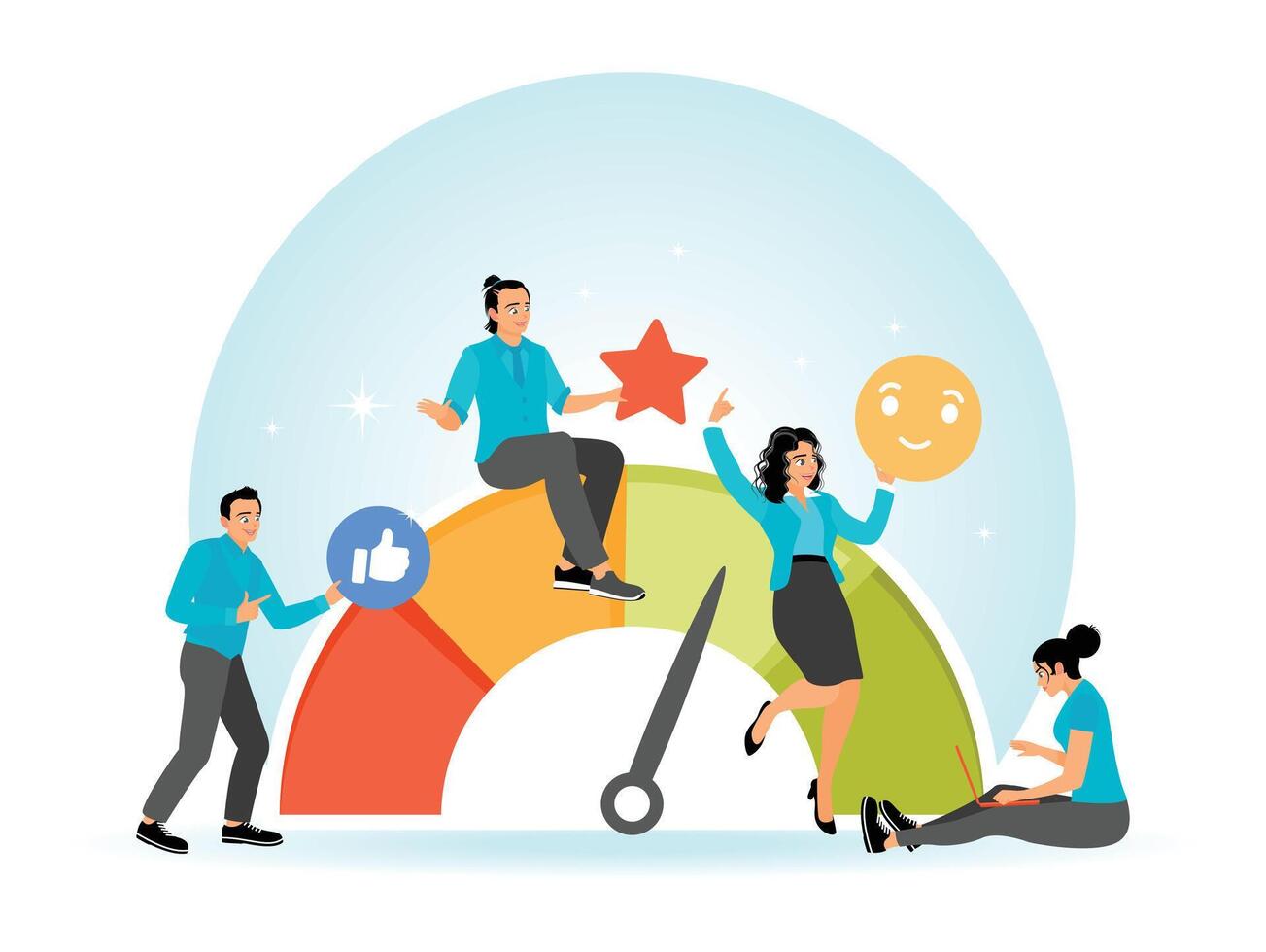 Employee Engagement and Commitment to Succeed with Company Positive Feedback. vector