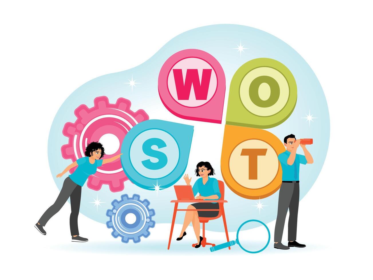 Business Strategy Swot Analysis for Planning Project. vector