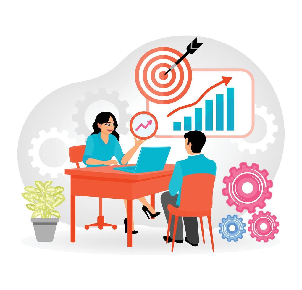Briefing with Clients. Looking for ideas for business growth. vector