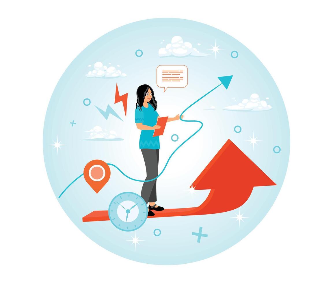 Business Growth Journey with Arrows and Conceptual Planning. vector
