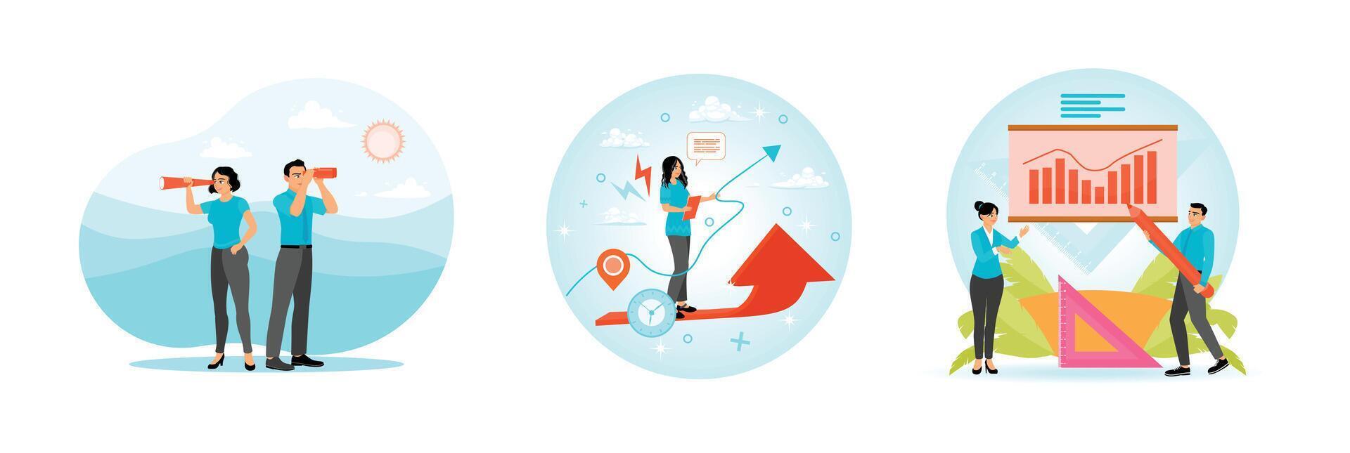 Teamwork Concept. Business Growth. Team Collaborates. vector
