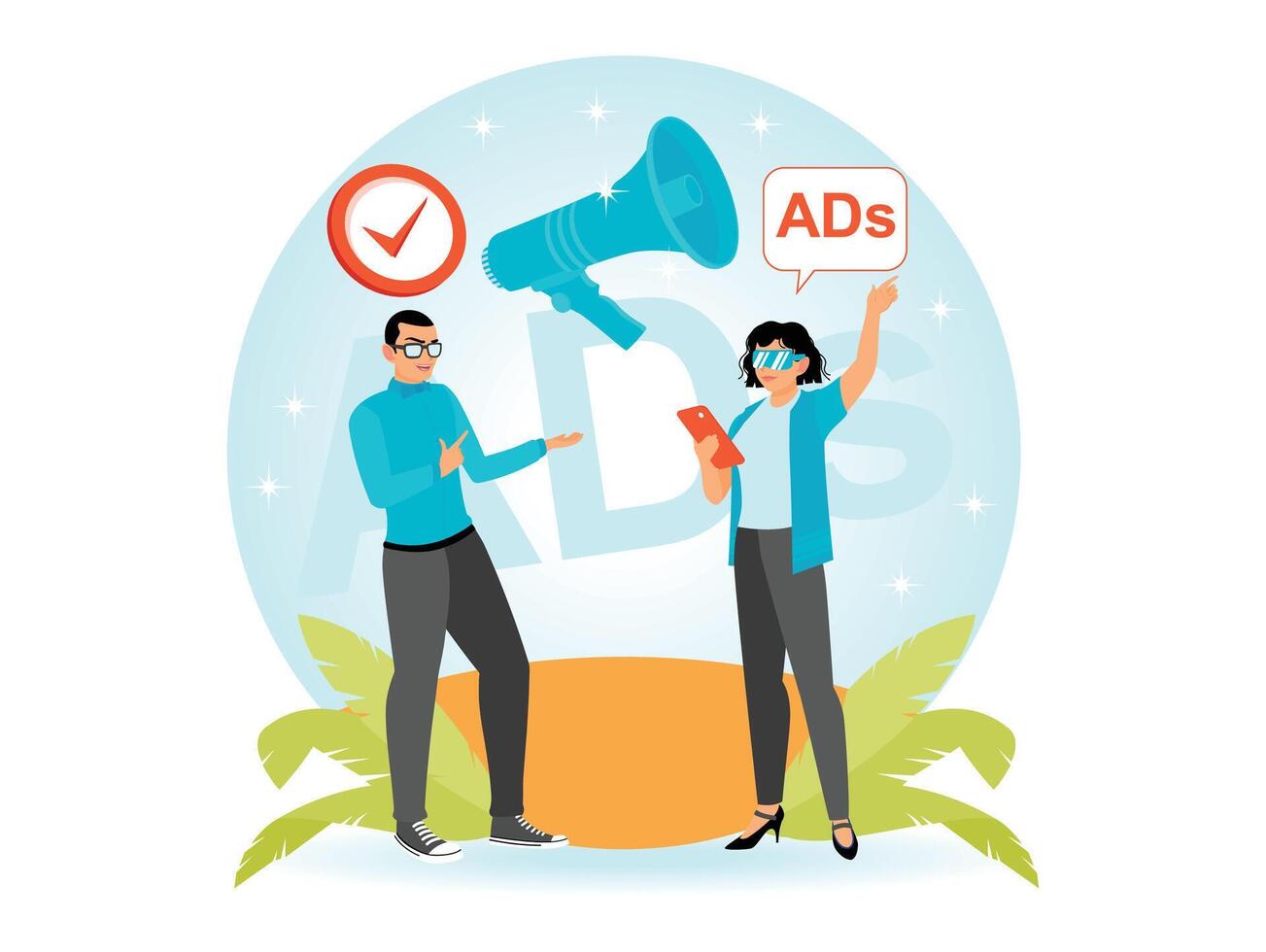 Immersive augmented reality and virtual reality experience interactions with digital advertising. vector