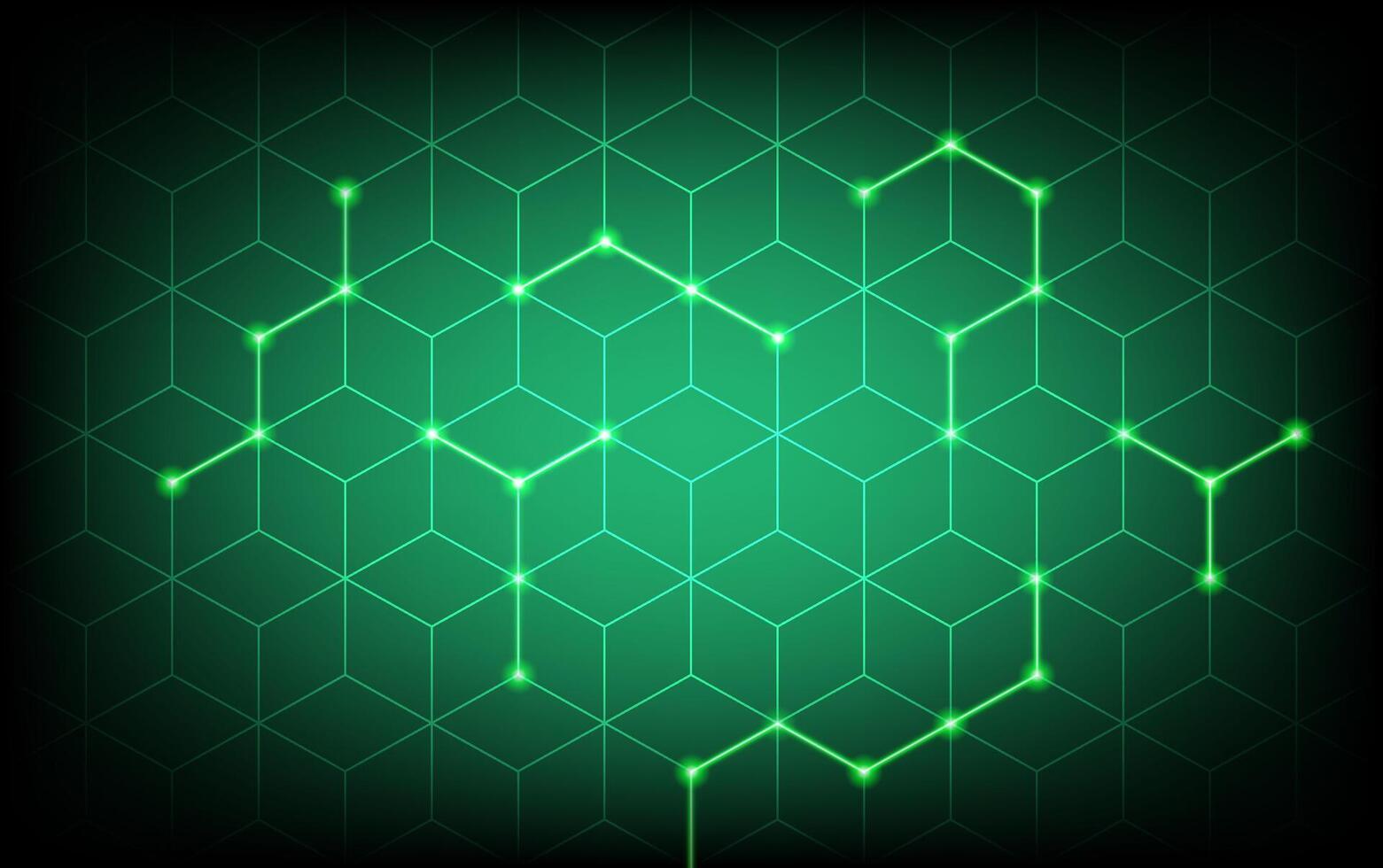 Abstract Network on Green Backdrop A vibrant neon-green network of interconnected lines and nodes against a dark-green background. vector