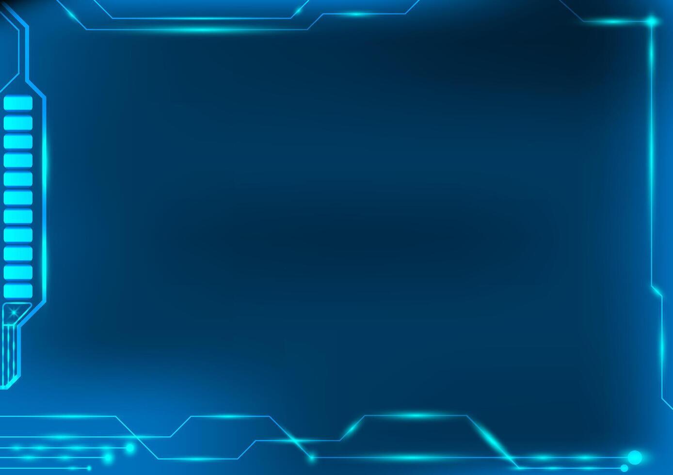 Digital Interface A vibrant digital interface, alive with glowing blue accents, frames a central space for your technological and futuristic concepts. Perfect for tech design. vector
