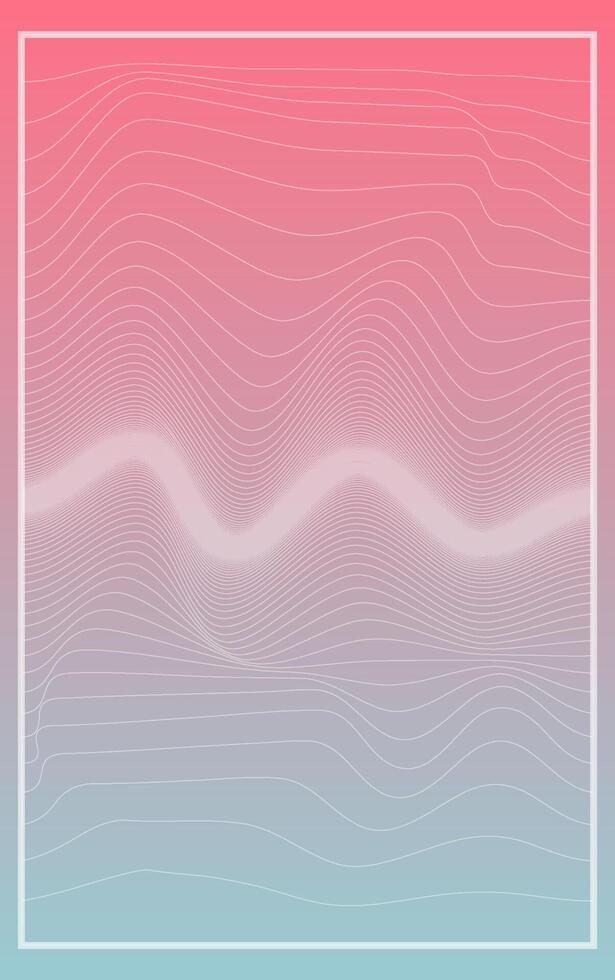 Abstract Gradient Waves A mesmerizing abstract design features undulating gradient waves of vibrant red, pink, and cool blue hues, enclosed within a modern frame. vector