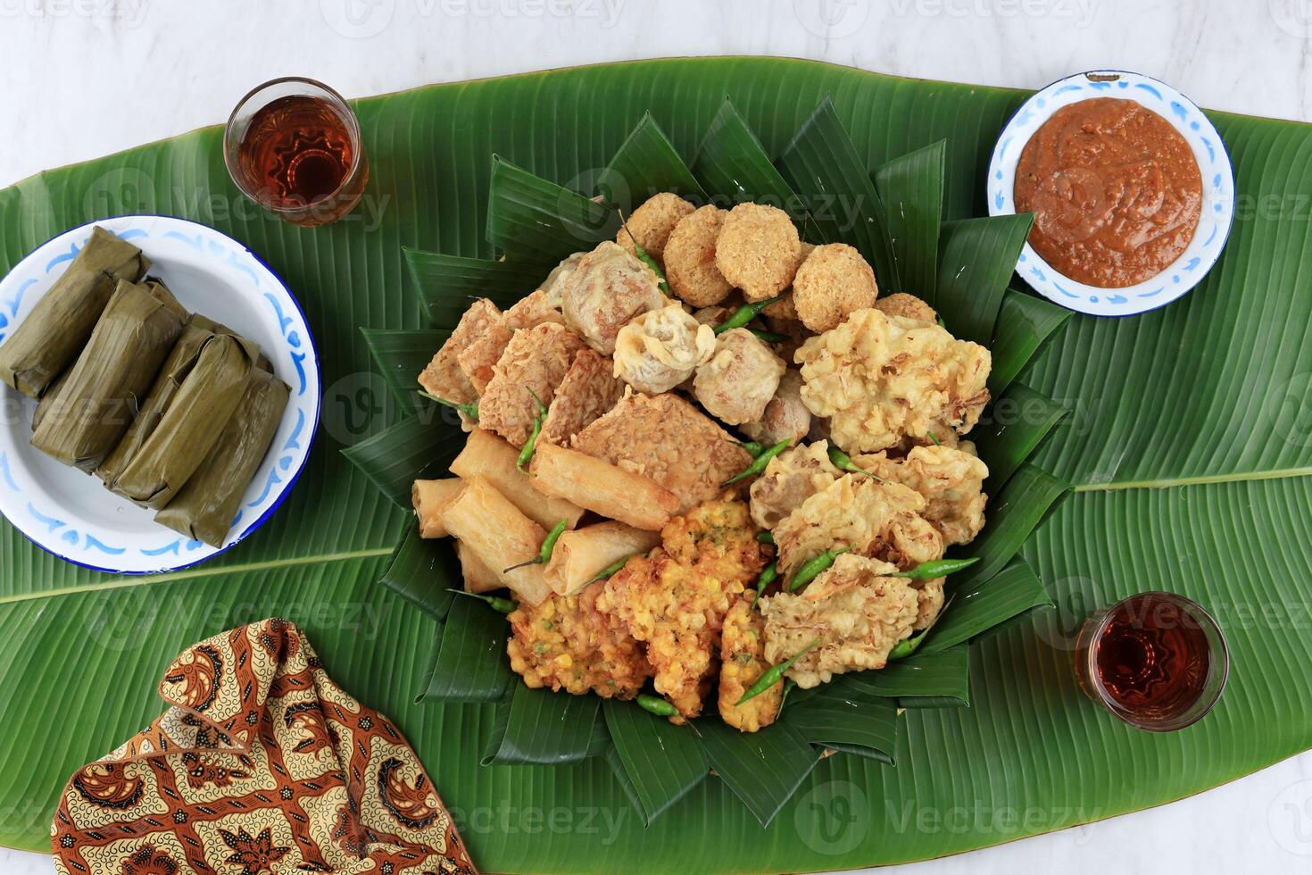 Top View Various Gorengan for Takjil Breaking the Fasting photo