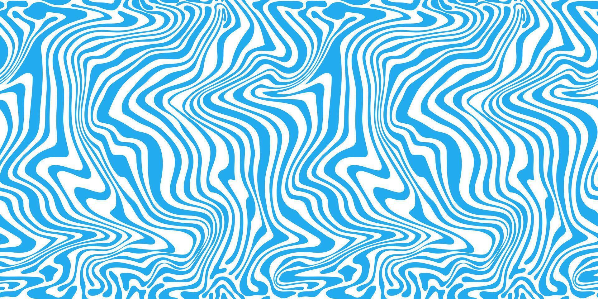Blue wavy lines groovy abstract background. Trendy psychedelic summer retro style backdrop. Water Waves, swirl and twirl pattern. Y2k aesthetic design. vector