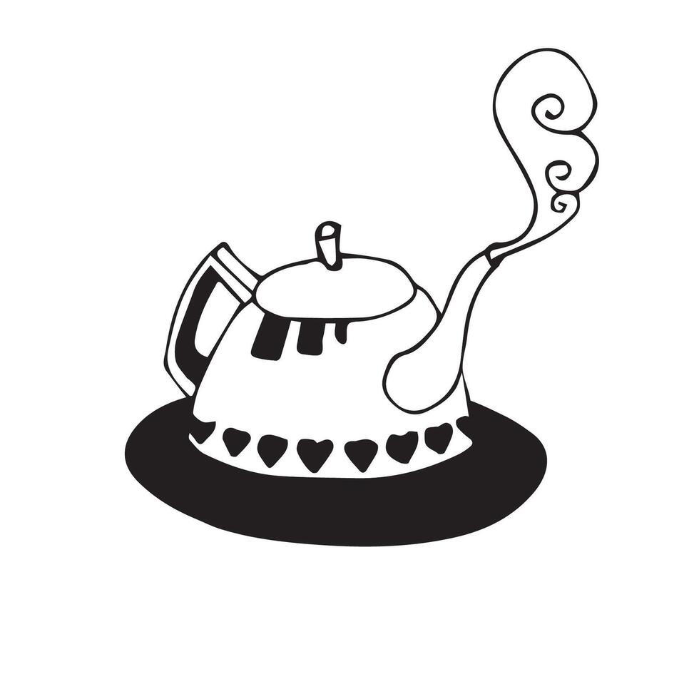 Doodle ink teapot with steam vector