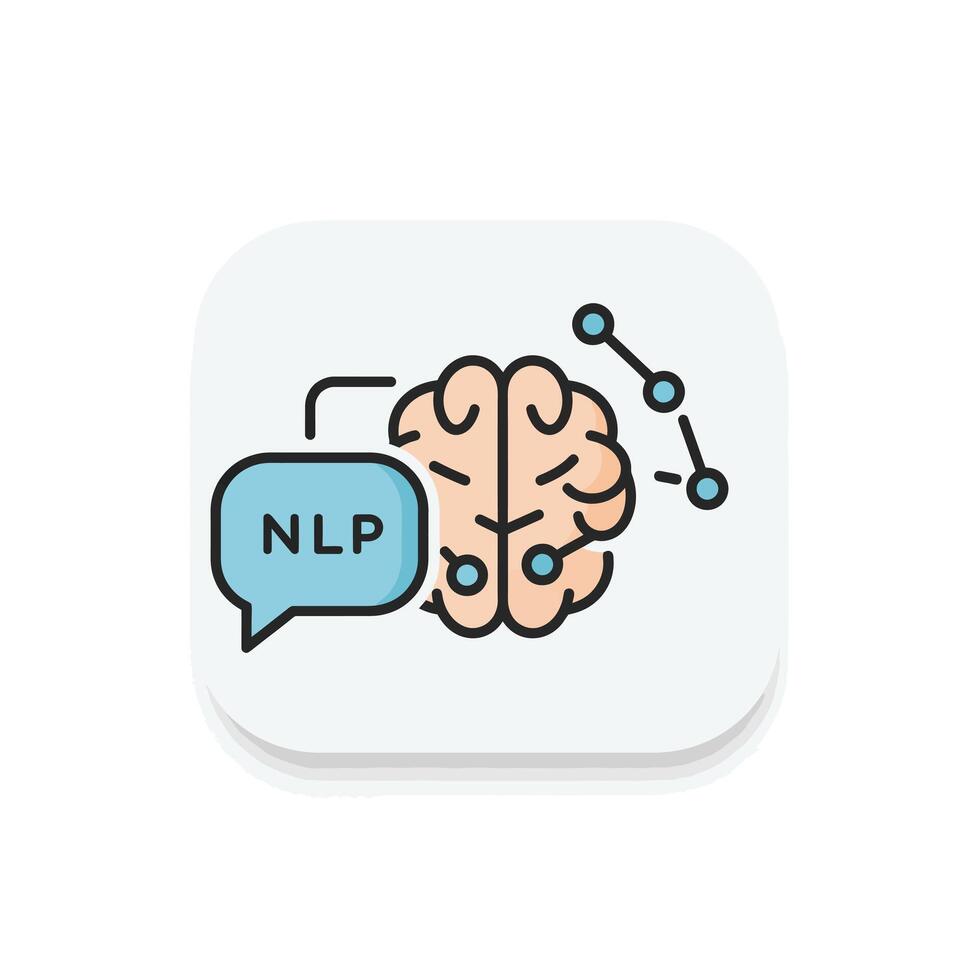 Nlp with a brain icon vector