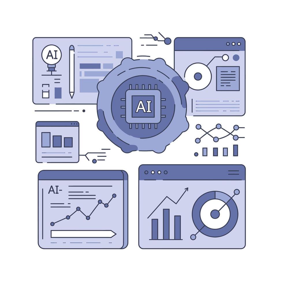 Ai and data visualization icons vector