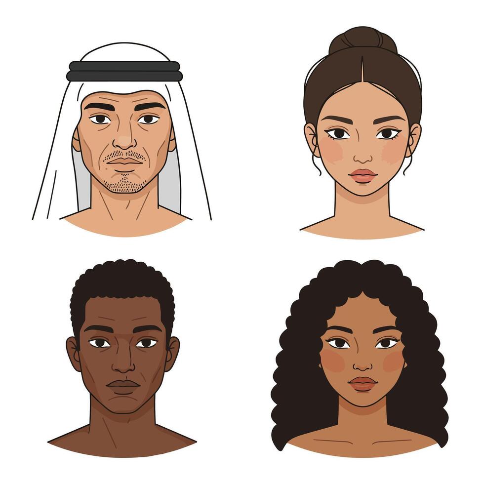 Four different people with different hair colors vector