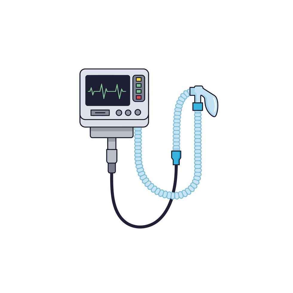 An image of an oxygen machine connected to a hose vector