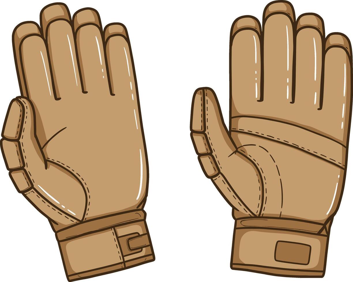 A pair of gloves with brown leather vector
