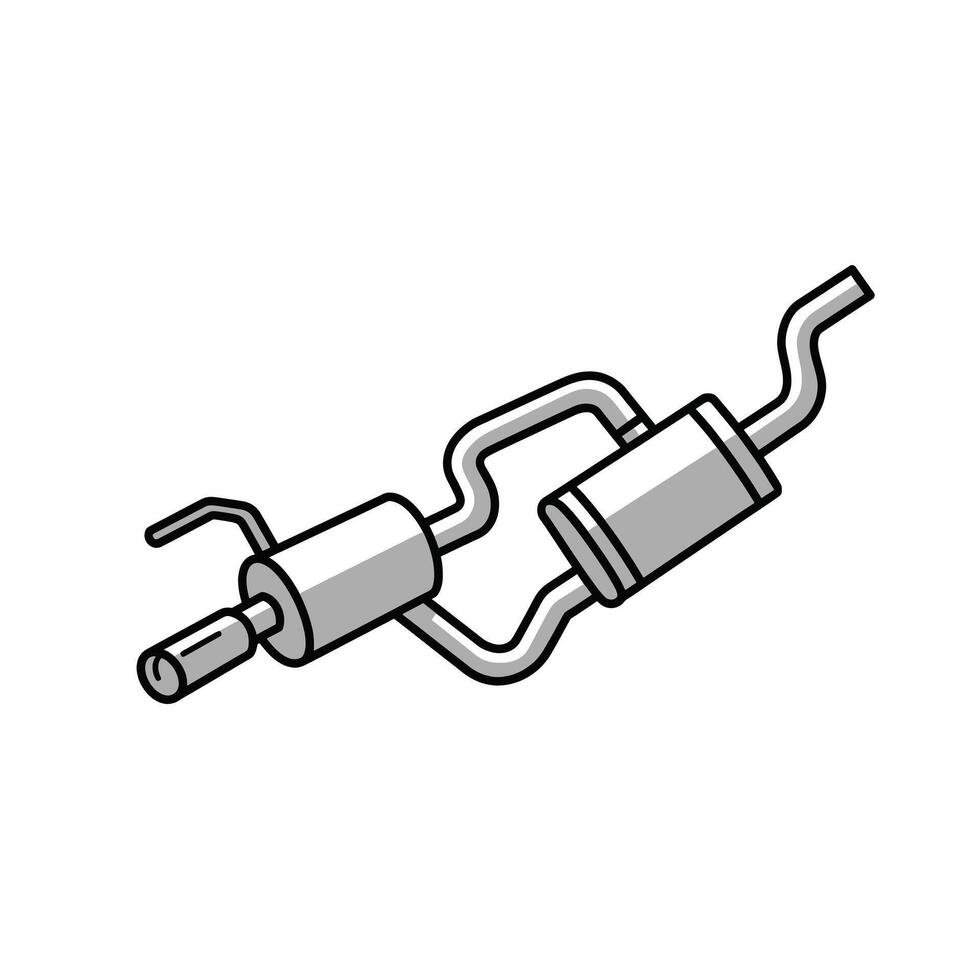 Exhaust System Repair With Muffler and Pipes on a White Background vector