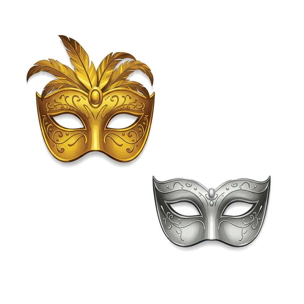 Two venetian masks on a white background vector