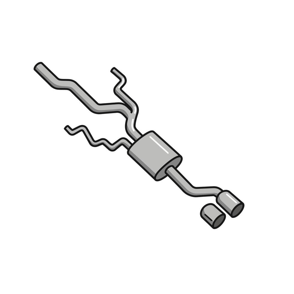 Exhaust System Repair With Muffler and Pipes vector