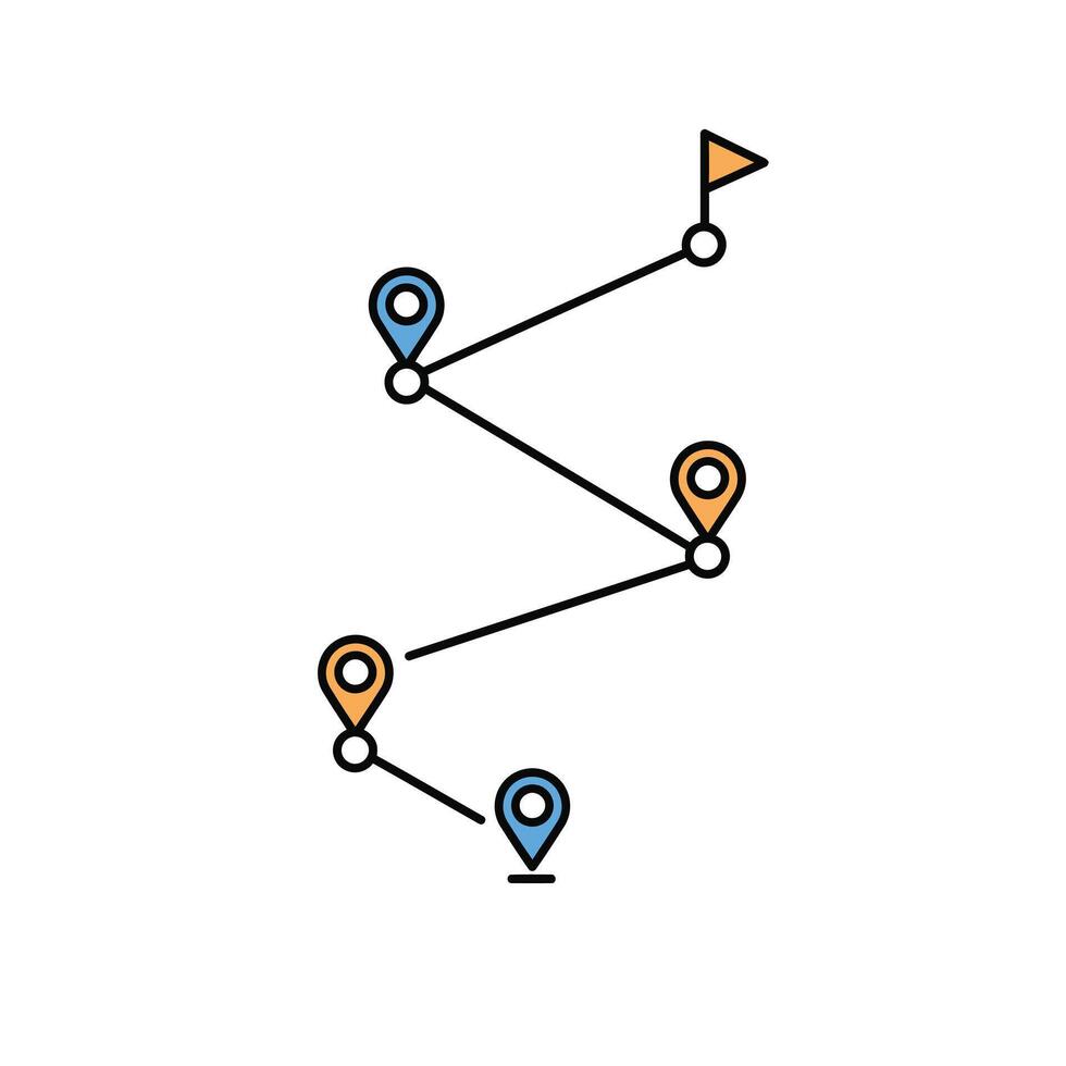A map with pins and arrows pointing to different locations vector