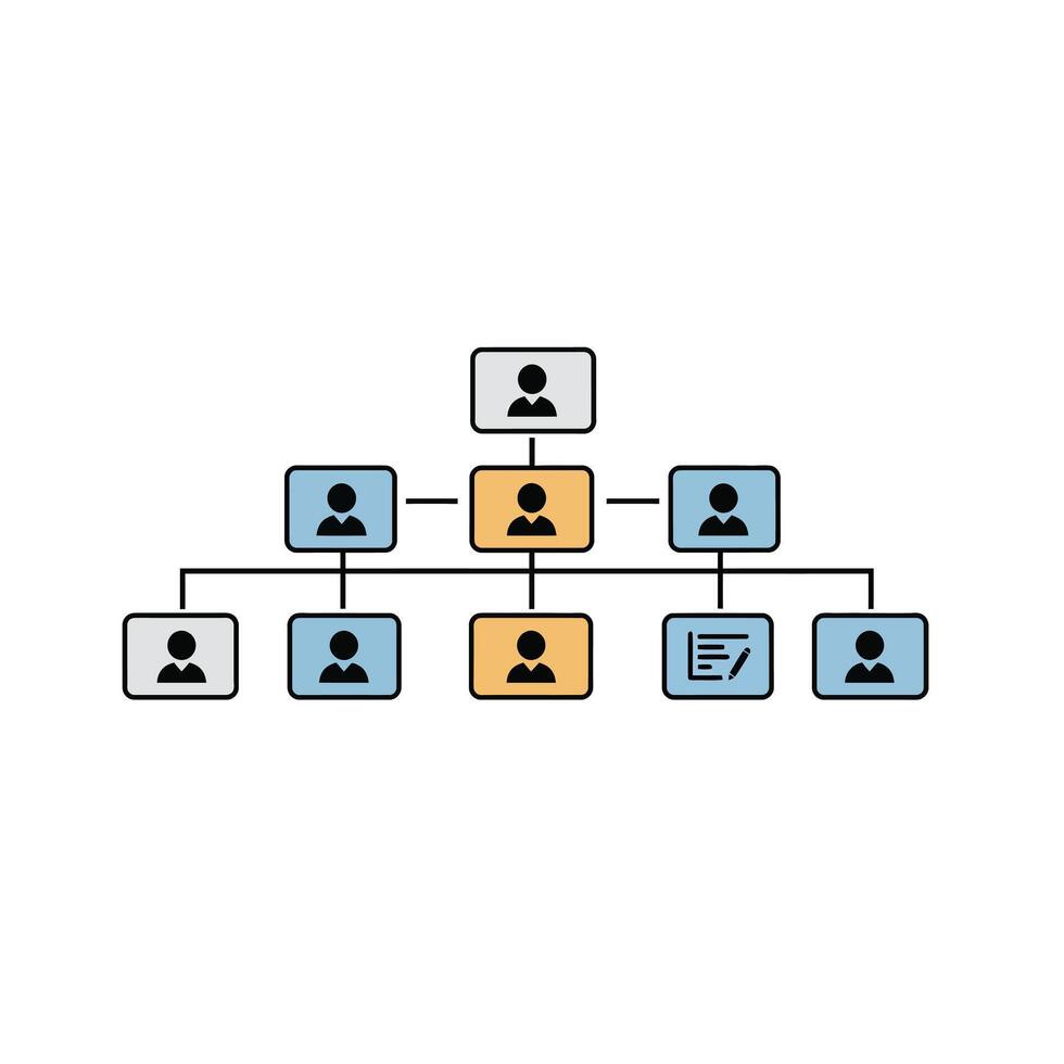 An organizational chart with people on it vector