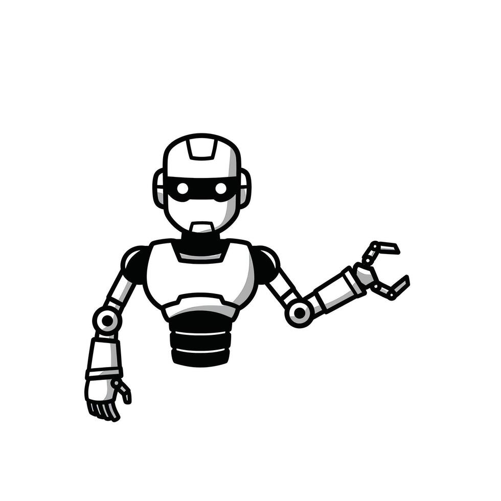 A robot is holding a wrench in its hand vector