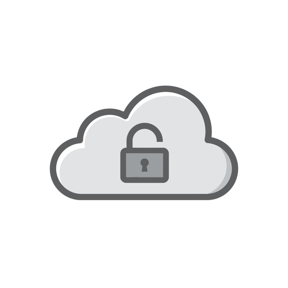 Cloud Storage with security icon illustration vector