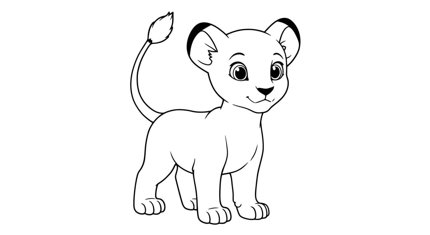 Coloring page featuring Kimba, the white lion cub standing proudly vector