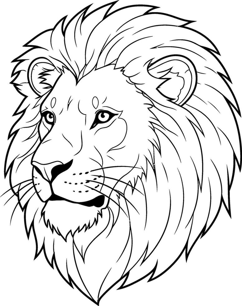 Coloring Page of a Lion With a Full Majestic Mane vector