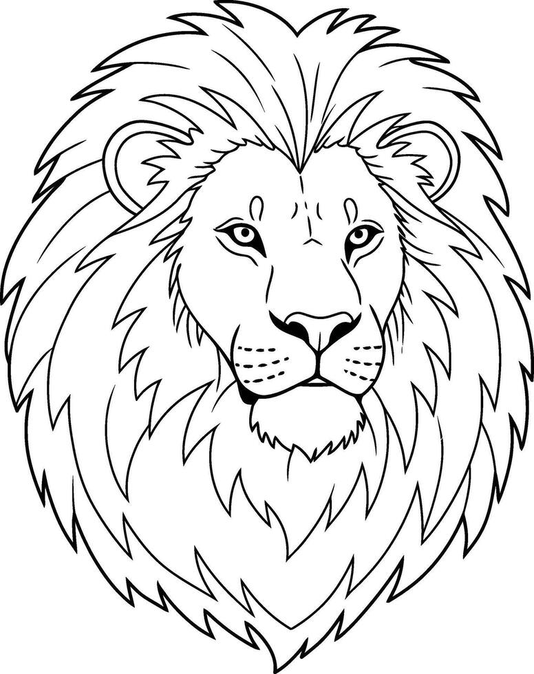 Coloring Page Featuring a Lion With a Full Majestic Mane vector