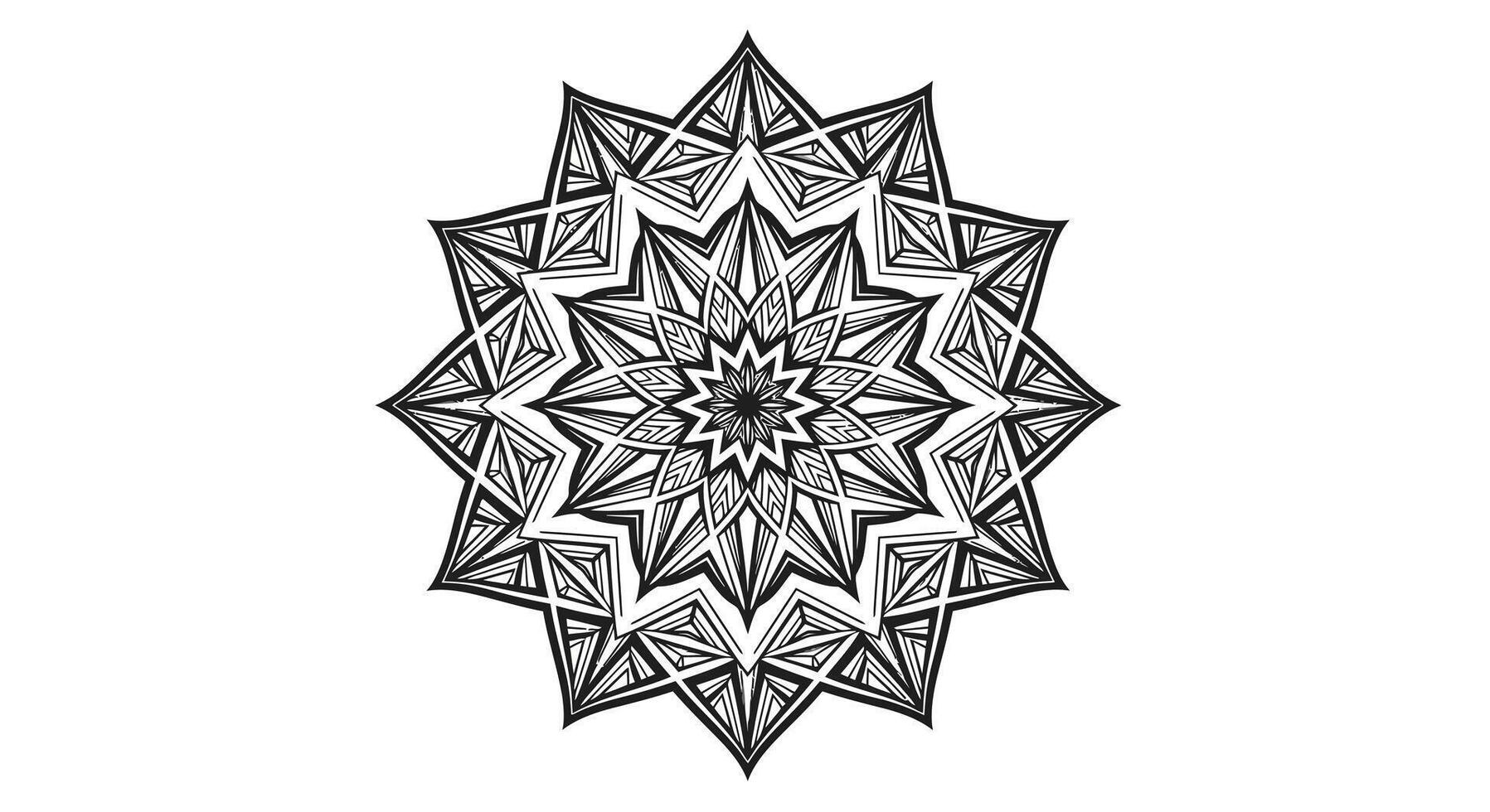 A Highly Detailed Mandala With Radiating Star-Like Points, Triangular Accents and Layered Rings vector