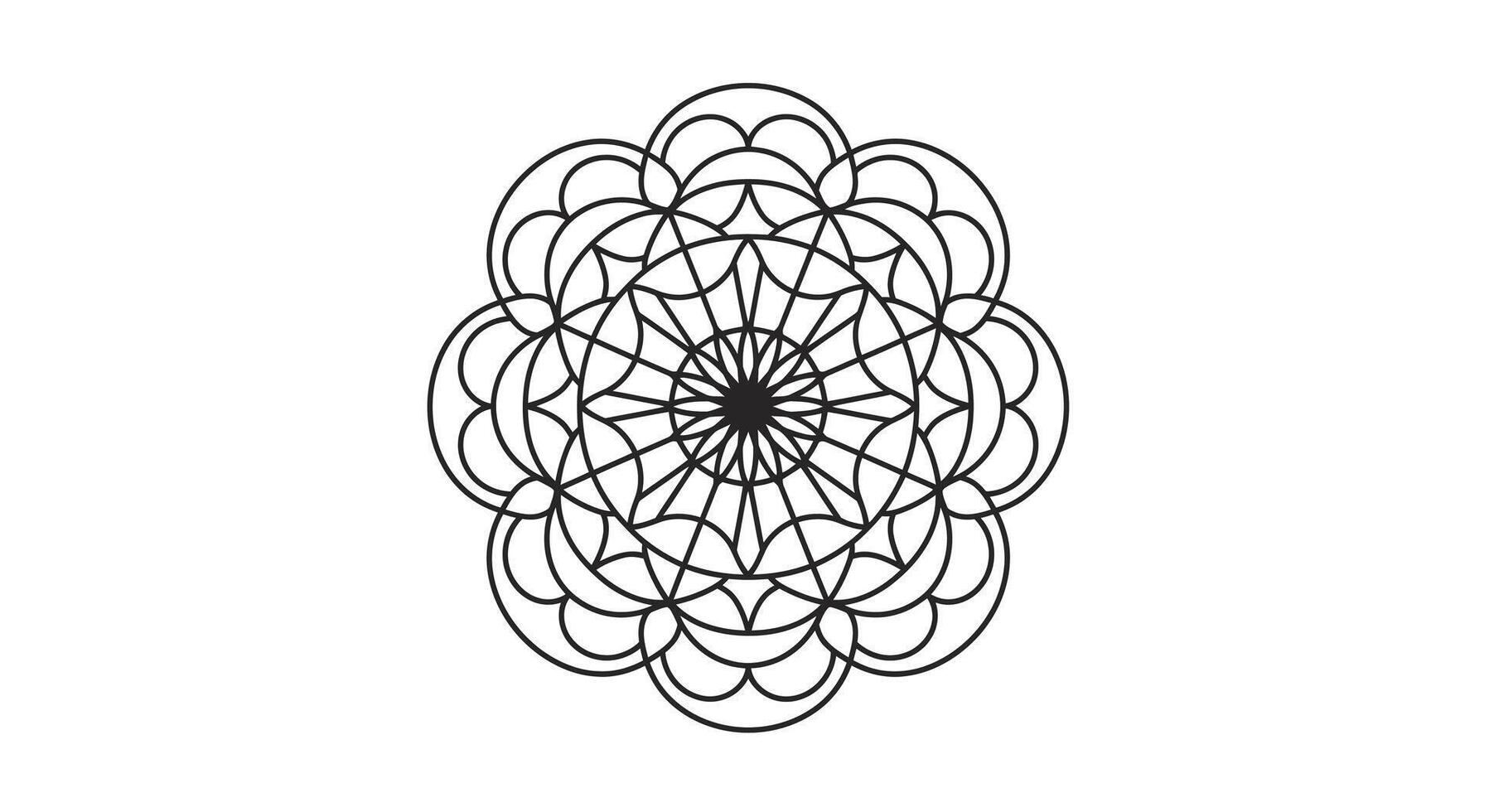 A Modern Simplified Mandala With Large Open Spaces, Thick Concentric Rings and Repeating Arcs vector